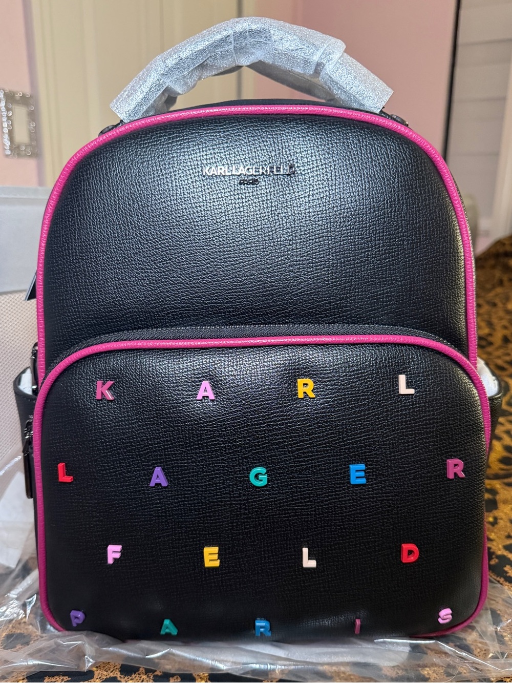 KARL LAGERFELD Paris Maybelle Colorful Backpack Black Pink